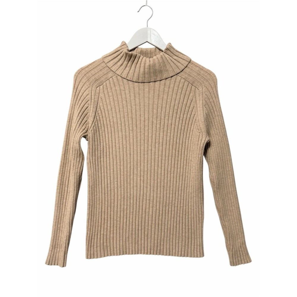 Banana Republic Vintage Ribbed Turtleneck Sweater Size Small Tan Fitted